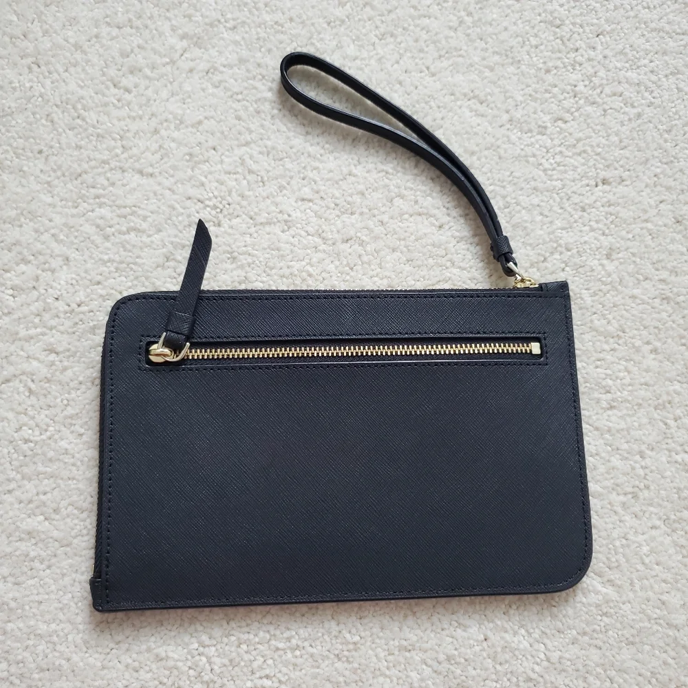 NWT Kate Spade Black Medium L-Zip Cameron Wristlet